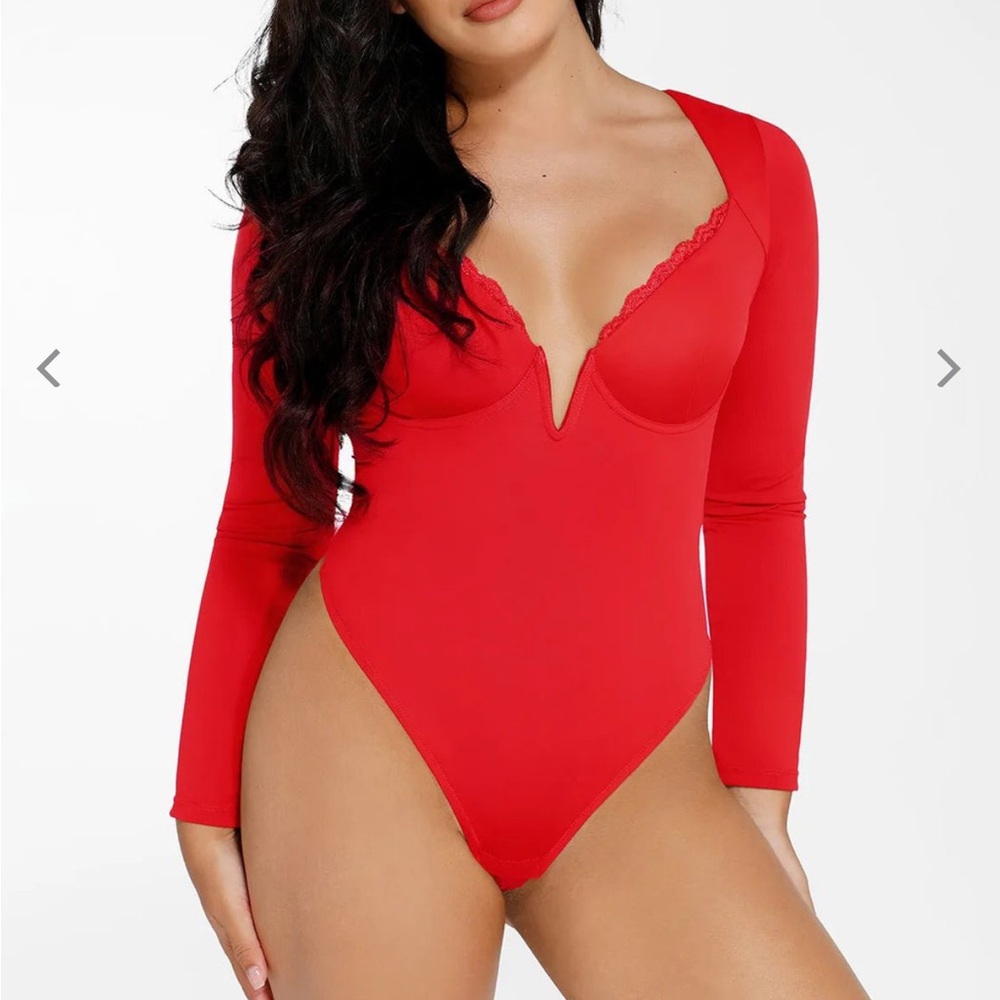 Red Long Sleeve Bodysuit